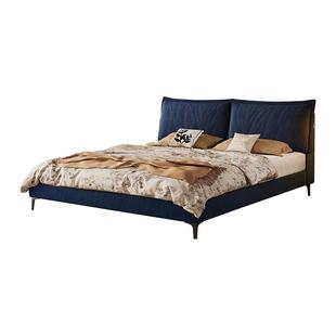 帕沙曼豆腐块布艺床复古风主卧室轻奢雪尼尔互不打扰双人床可拆洗