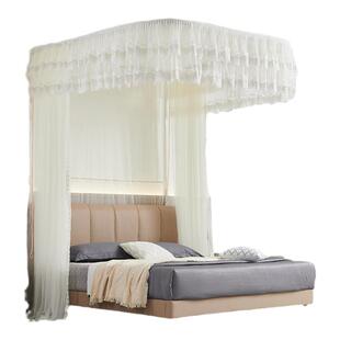 【新品】免钉墙落地款升降伸缩导轨拉绳三开门家用宫廷蚊帐