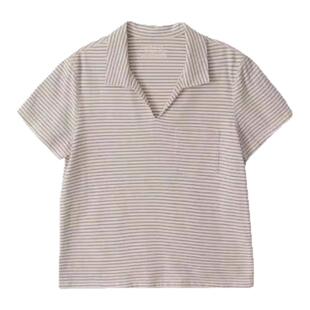 【现货】nothing written条纹撞色口袋polo领宽松休闲正肩短袖T恤