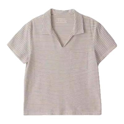 【现货】nothing written条纹撞色口袋polo领宽松休闲正肩短袖T恤