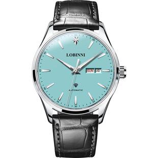 罗宾尼lobinni男士手表男正品机械男款真钻男表简约夜光腕表品牌