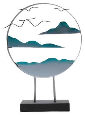 新中式创意铁艺亚克力大雁假山摆件客厅样板房间酒店玄关软装饰品