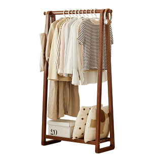 富涤实木衣帽架落地卧室家用挂衣架简易木质衣架房间衣服架子置物
