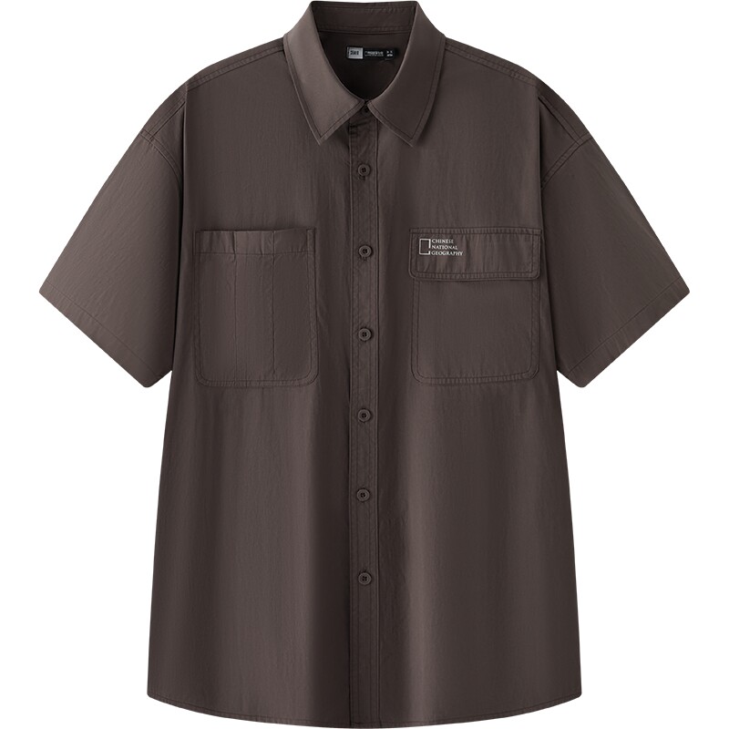 森马中国国家地理系列短袖衬衫男夏经典工装衬衣潮流简约外穿上衣