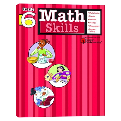 英文原版 数学技能6年级 Flash Kids Math Skills Grade 6 美国英语教材教辅练习册 Harcourt Family Learning 家庭英文学习英文版