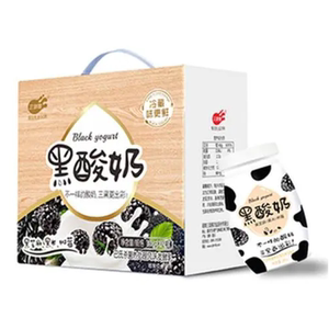 三剑客黑酸奶黑米黑芝麻树莓三黑嚼着吃的酸牛奶180g72瓶送礼盒装