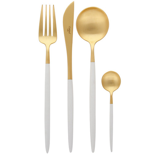 葡萄牙Cutipol官方授权GOA WhiteGold白色镀金西餐叉甜点咖啡勺