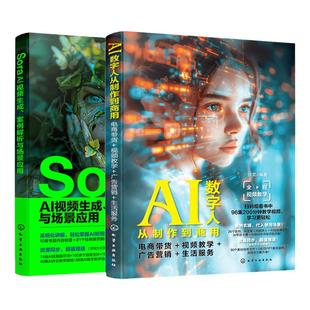 赠视频 2册 Sora AI视频生成案例解析与场景应用 AI数字人从制作到商用 电商带货 视频教学 广告营销 生活服务 视频制作实操案例书
