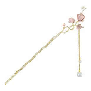 新中式花朵珍珠款流苏发簪2026新款高端独特设计感轻奢发钗发饰女