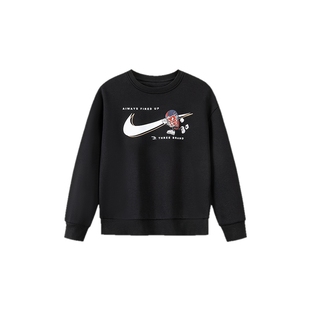 Nike 3brand儿童红色加绒卫衣冬季新款男童女童长袖运动N32542198