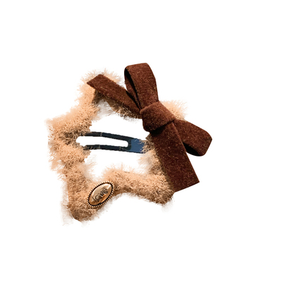 咖色星星毛绒发夹边夹侧边发卡