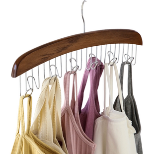 实木波浪衣架内衣吊带衣架衣柜多功能帽子挂钩收纳神器木质悬挂架