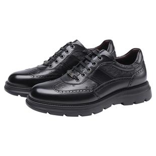 克雷斯丹尼男鞋时尚潮流布洛克商务休闲皮鞋鸵鸟皮经典款男款单鞋