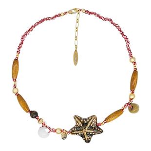 RTEP 手作自制*海星部落陶瓷海螺天然玉石玛瑙项链编织绳锁骨链