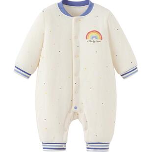 babylove婴儿连体衣春秋恒温薄夹棉轻暖哈衣新生宝宝爬服保暖衣服