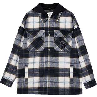 杰克琼斯男装秋冬新款羊毛混纺可拆卸连帽宽松短款毛呢大衣外套