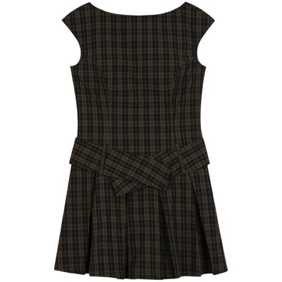 omont蛋挞家复古X型一字肩连衣裙