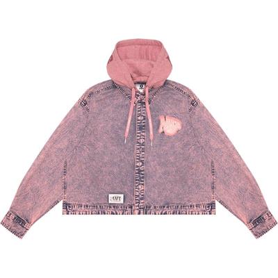 Aape可拆卸帽牛仔长袖衬衫