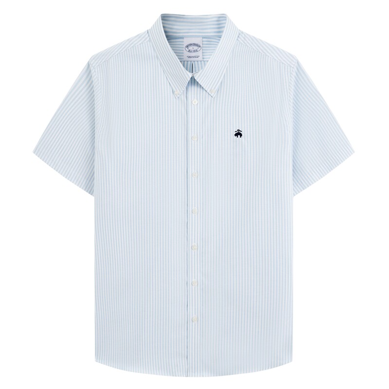 Brooks Brothers/布克兄弟男士夏季款通勤经典纽扣领条纹短袖衬衫