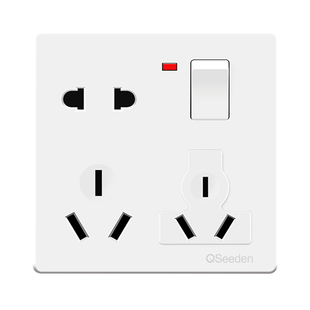 奇胜一开八孔插座86型二三三家装工装10A/16A墙壁面板开关插座