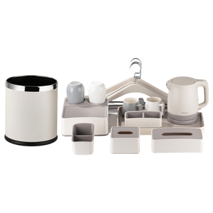 星级酒店客房杂件收纳套装ABS一次性洗漱耗品盒纸巾盒托盘垃圾桶