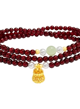 普陀山2026天然三圈石榴石手串