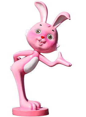 户外彩虹发光兔子玻璃钢雕塑