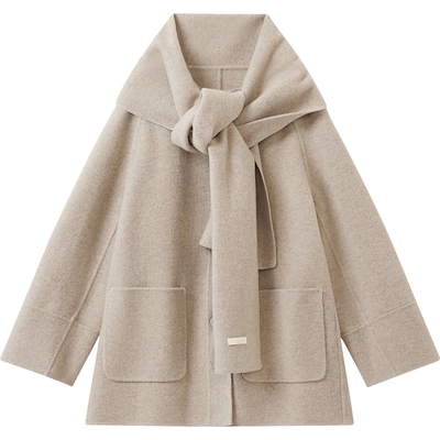 【羊毛】播商场同款双面毛呢外套女秋冬新款短款上衣BDS4AD3627