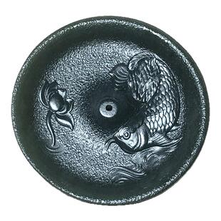 新疆和田玉青玉香插悟道小摆件可做摆台手把件黑青玉荷花鱼毛衣链