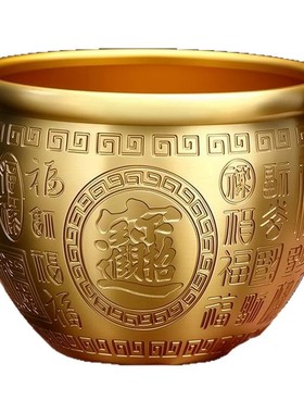 纯黄铜百福招财缸聚宝盆铜米缸