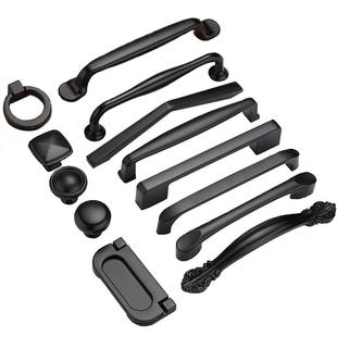 高档黑色柜门衣柜小拉手抽屉橱柜现代简约轻奢柜子单孔把手铝合金