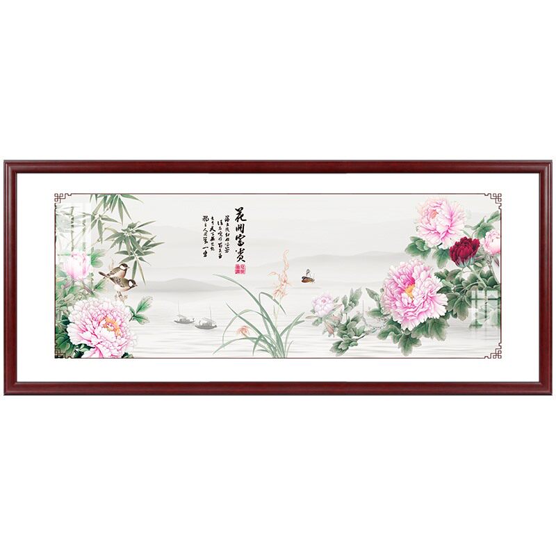 高档新中式客厅装饰画横幅沙发画