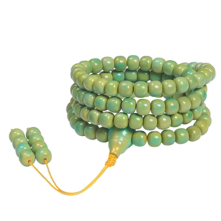 菜籽黄绿松石手串108颗老型桶珠盘玩手链铁线高瓷绿松石散珠配饰