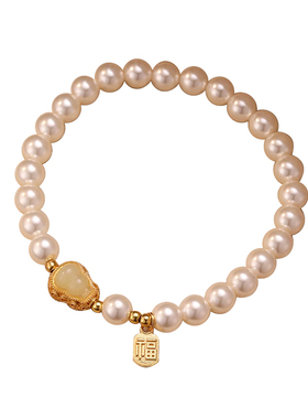 天然和田玉葫芦手串女珍珠手链轻奢高级感小众串珠新中式手饰