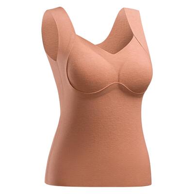 梦特娇羊绒蚕丝带胸垫保暖背心女