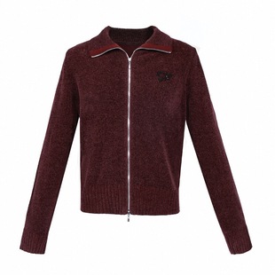 恩比时运动风针织开衫2025春季新款安可拉红双拉链设计感上衣外套