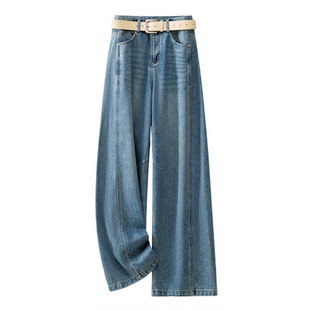 拉夏贝尔牛仔裤女2026新款春季板型超好看阔腿裤今年流行款的裤子