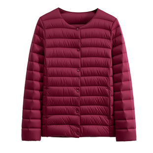 雅鹿官方秋冬季新款轻薄女士正品防寒保暖妈妈装短羽绒服外套圆领