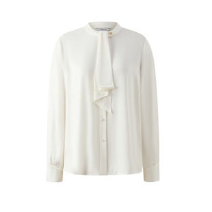 PRICH时尚设计感飘带立领长袖衬衫冬季新款光泽感气质衬衣女