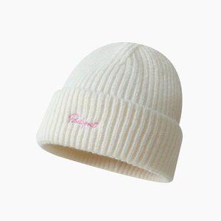 秋冬保暖毛线帽子韩版情侣百搭字母刺绣针织帽防寒护耳套头冷帽潮