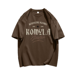 100%纯棉夏季美拉德穿搭短袖t恤女oversize无性别穿搭通勤上衣ins