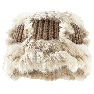 稻草人兔毛帽子女士冬季百搭时尚渔夫帽护耳防寒保暖针织毛绒盆帽