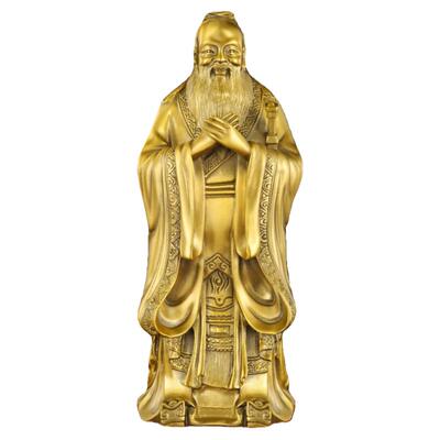 纯全黄铜孔子孔夫子桌面摆件送老师教师节客厅家用中式雕塑礼品