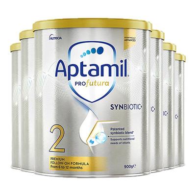 爱他美白金2段900g澳洲版升级加量DHA叶黄素婴幼儿奶粉6~12月6罐