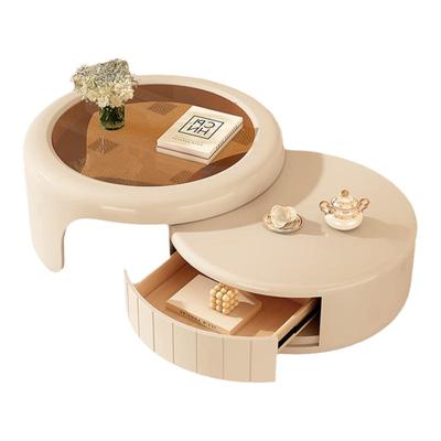 执竹者钢化玻璃奶油风茶几