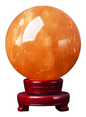 天然原石黄色真水晶球摆件转运球