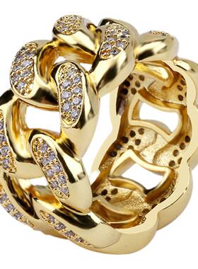 王嘉尔同款满钻古巴满锆石戒指