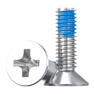 M1M2M3M4M5-M12点胶304不锈钢平头十字螺丝蓝胶防松沉头耐脱螺钉