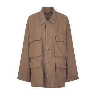 DeesseSicile可露丽巴恩风棕色松弛老钱风工装亚麻风衣早秋外套女