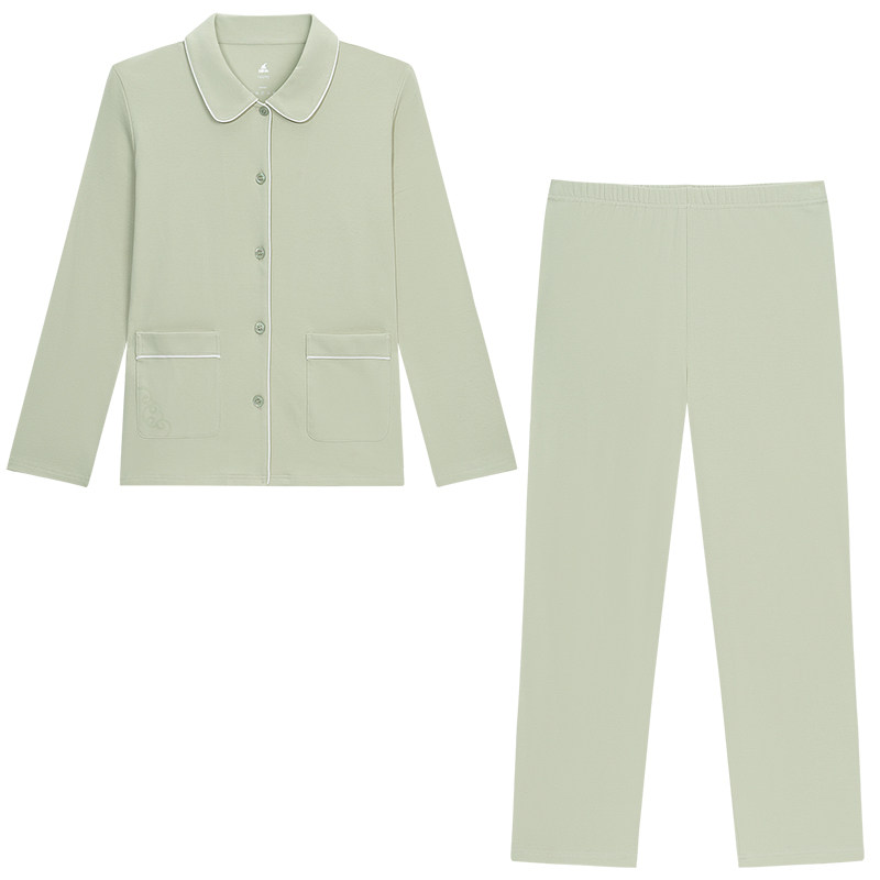 铜牛净味抗菌棉开襟女套 2025秋冬新款睡衣家居服套装女VJ141